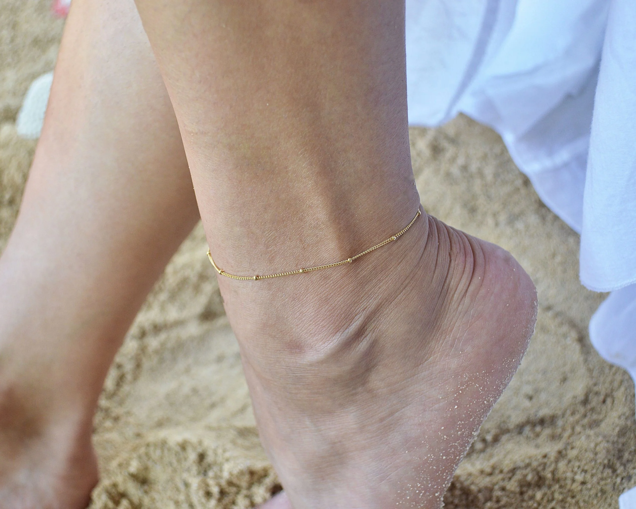 14KT GOLD CLAD BONDED ANKLET ANKLE BRACELET FROSTED BARS ELEGANT SIZE 9